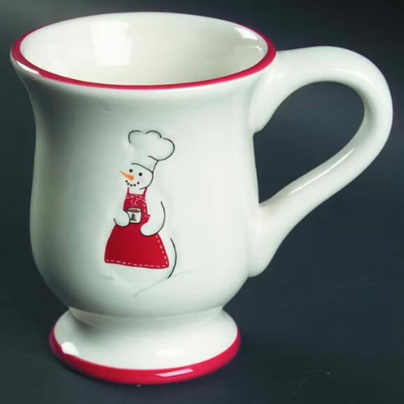 Williams-Sonoma Snowman Chef Set of Four Footed Mugs New in Box - Picture 6 of 10